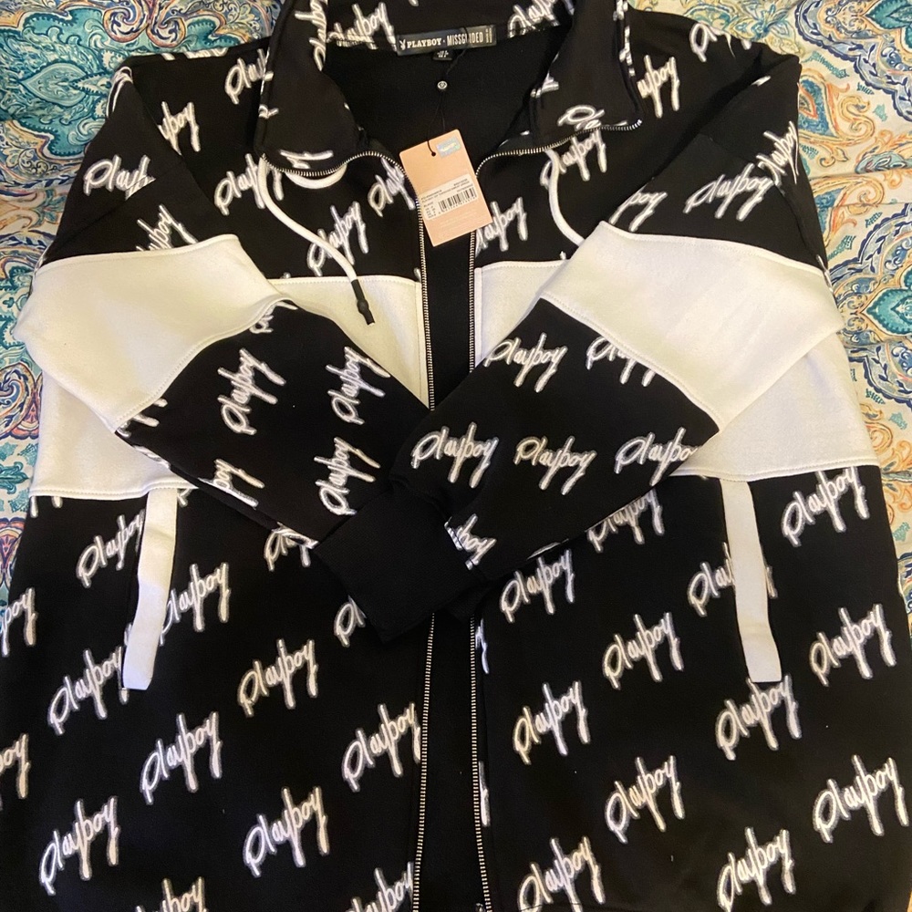 Misguided x Playboy Full Zip oversized sweatshirt new with tags